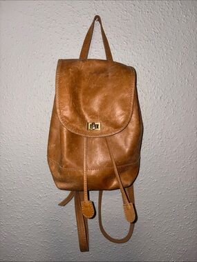 Joyn Classic Leather Mini Backpack in Tan - Everyday Convertible Carry